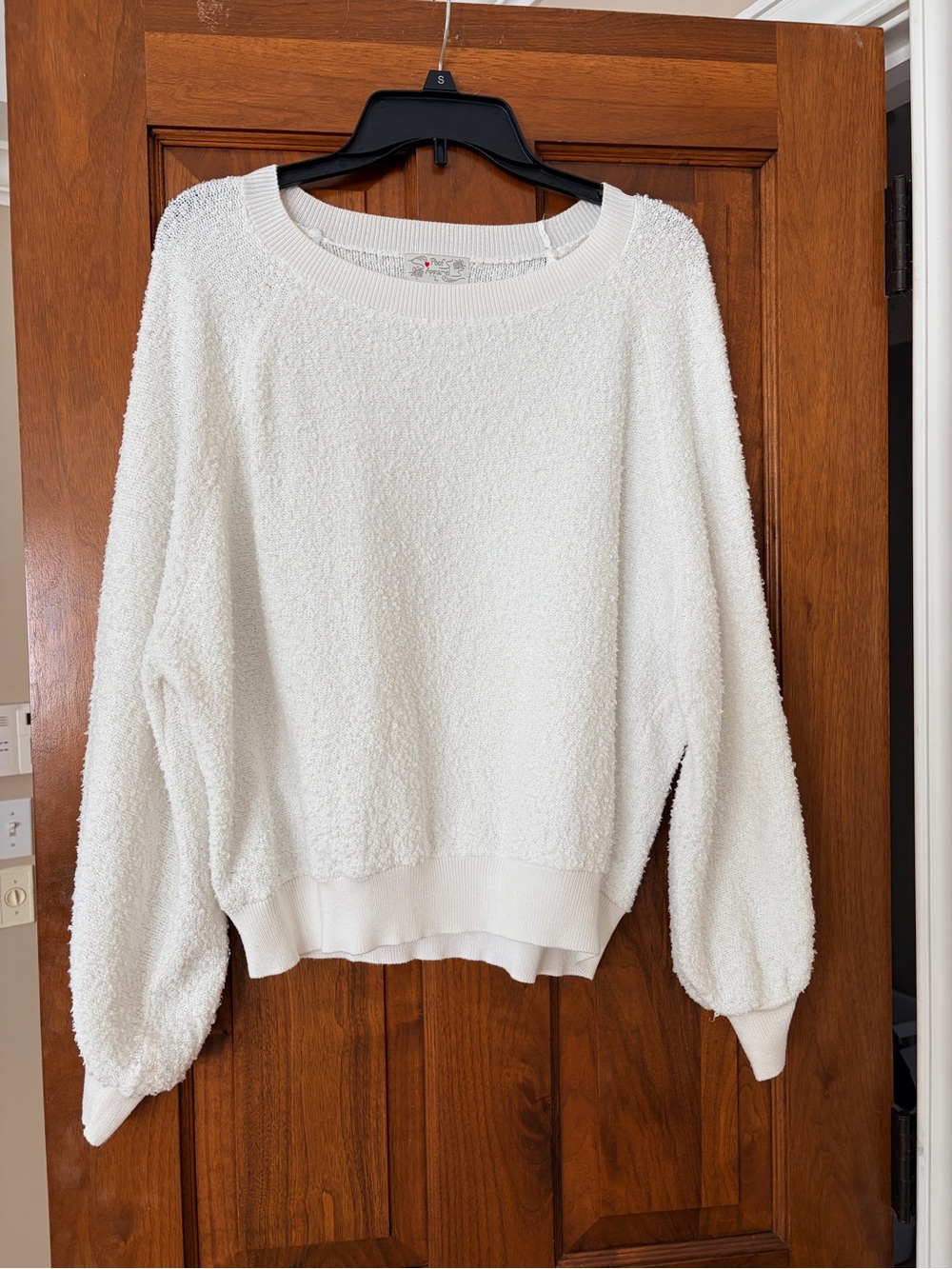 Poof! White Scoop Neck Textured Pullover Sweater